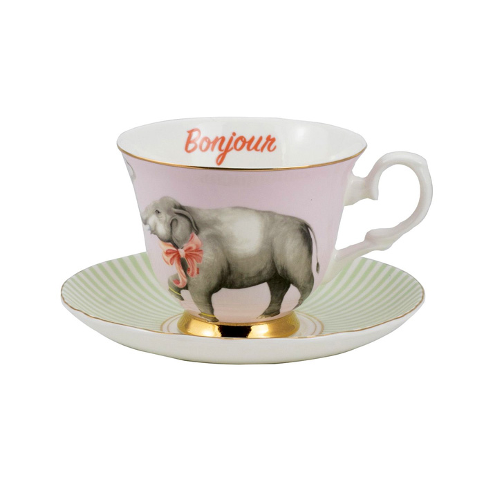 Bonjour Elephant Cup & Saucer - Buy Online UK
