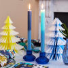 Blue Ombre Ribbed Dinner Candles - Buy Online UK