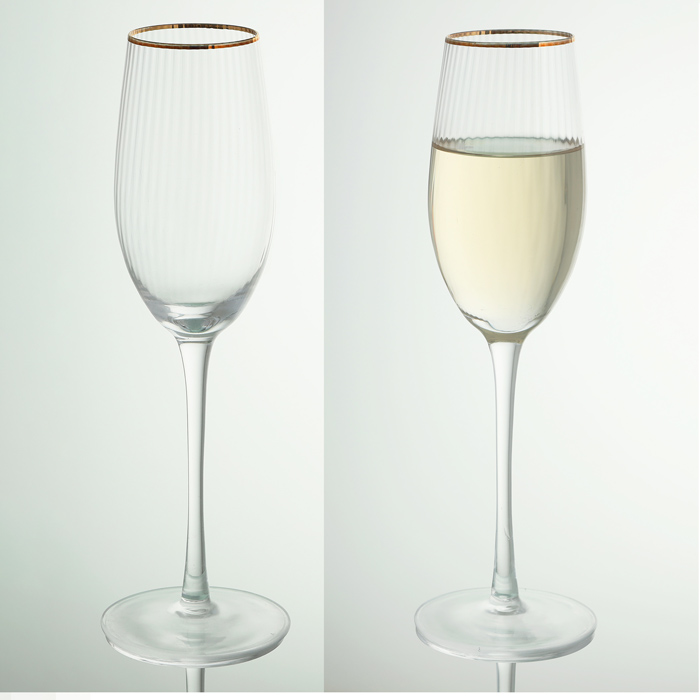 Ribbed Glass Champagne Flutes - Buy Online UK