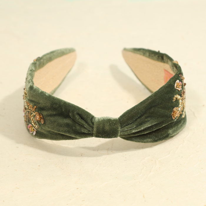 Green Velvet Knotted Headband - Buy Online UK