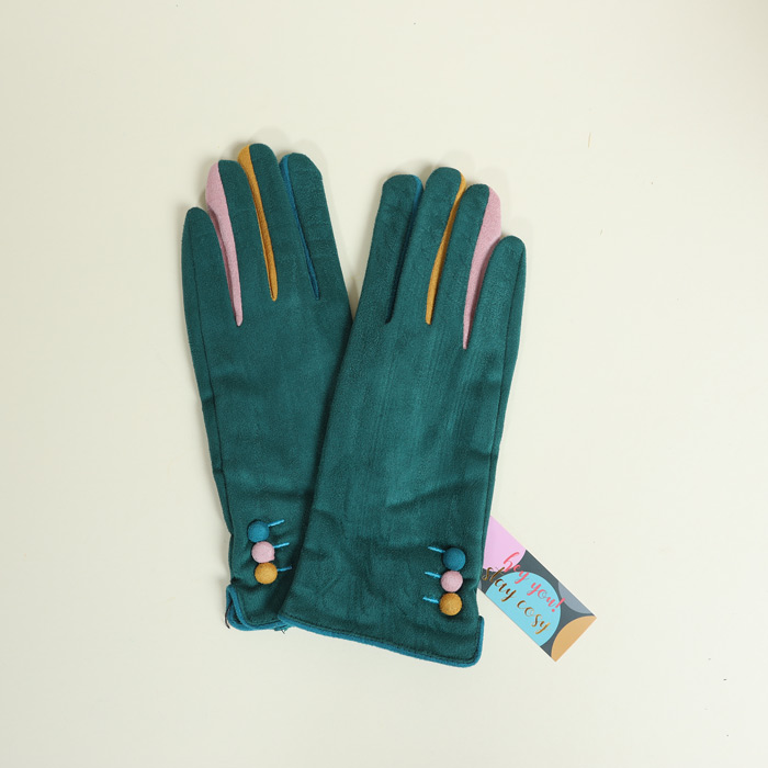 Teal Vegan Suede Gloves - Buy Online UK