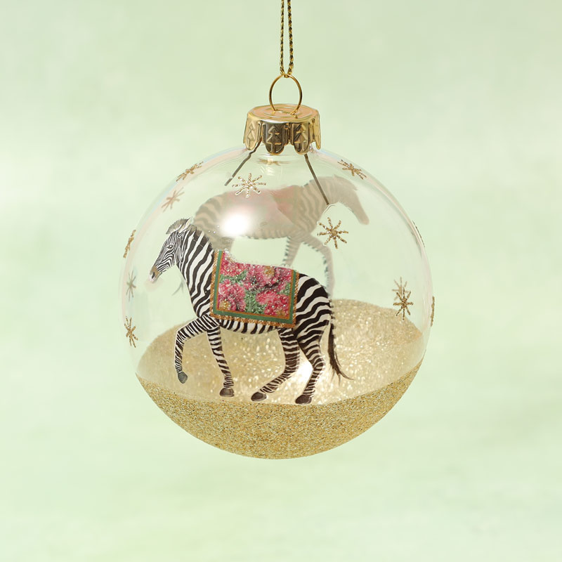Clear Glass Bauble with Zebra - Buy Online UK