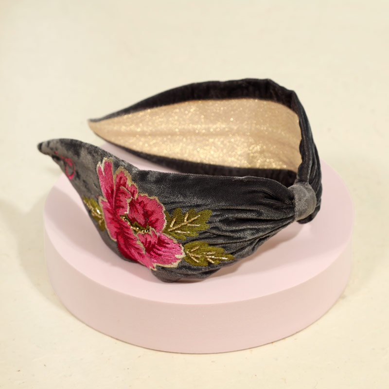 Powder Floral Embroidered Headband - Buy Online UK