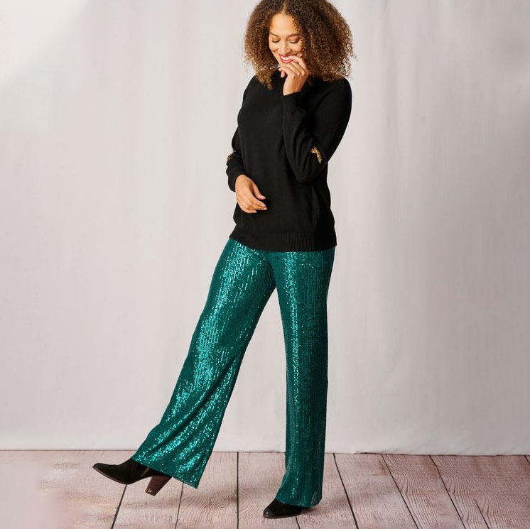 Luella Emerald Sequin Trousers - Free UK Delivery When Purchase Online