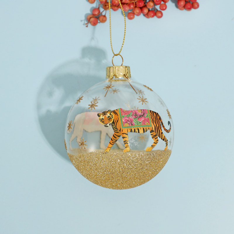 Tiger Clear Glass Bauble - Buy Online UK