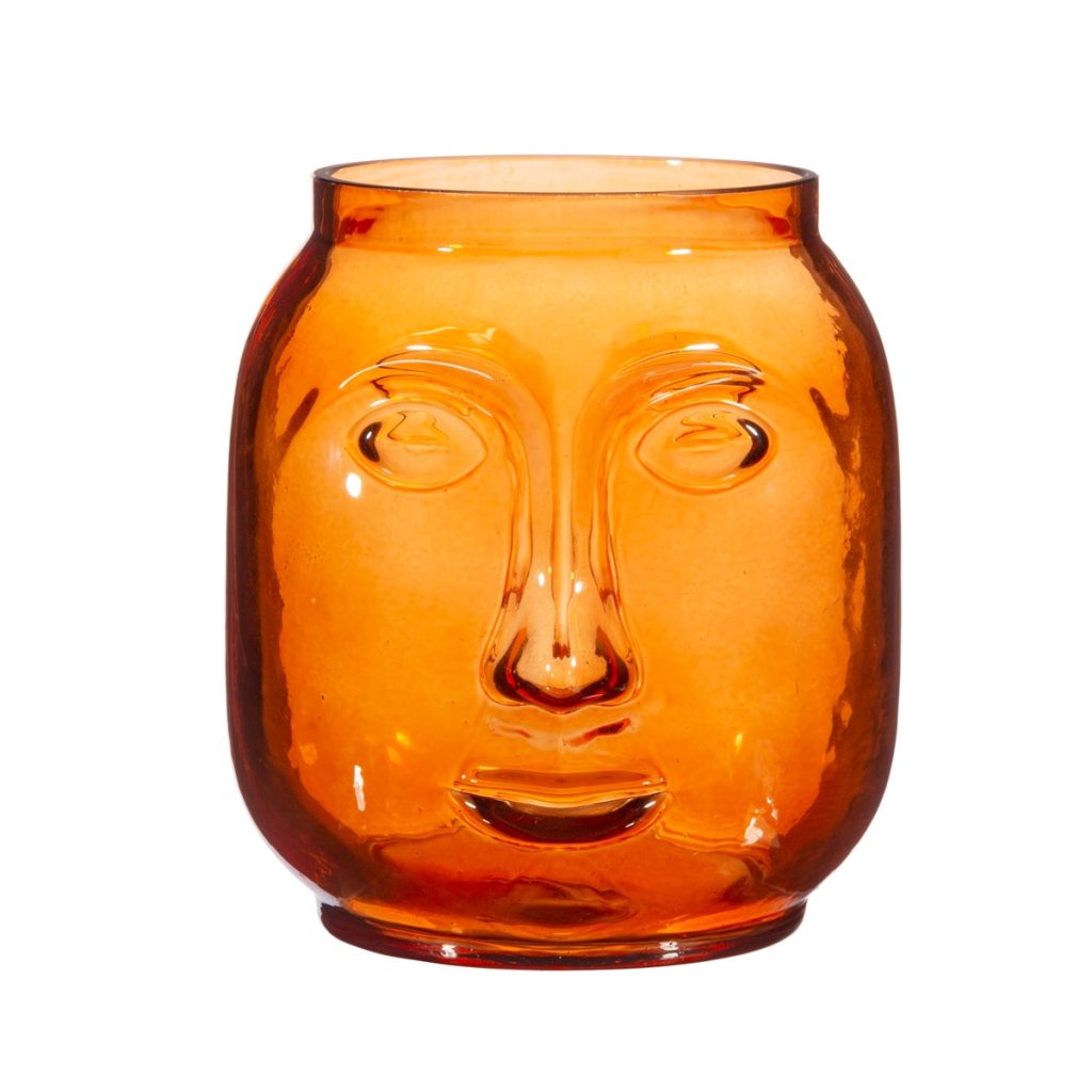 Amber Glass Face Vase - Buy Online UK
