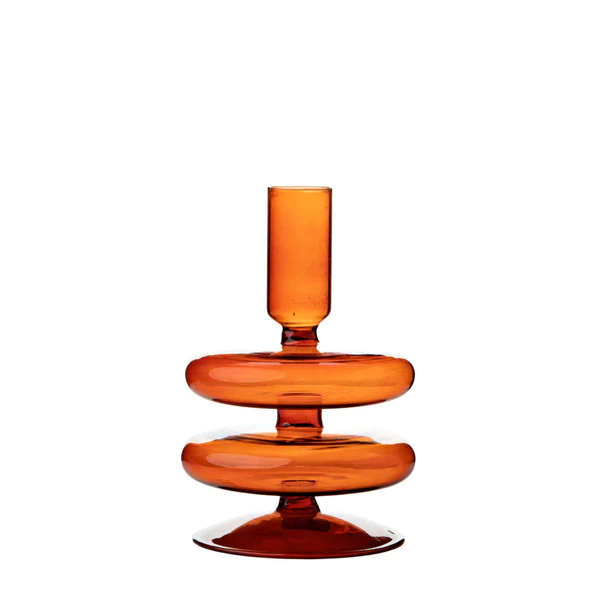 Orange Glass Candlestick Holder - Buy Online UK