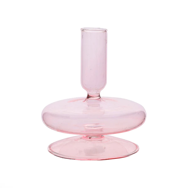 Soft Pink Glass Candle Holder - Buy Online UK