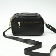 Leather Double Zip Bag Black - Buy Online UK