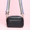 Black Leather Bag With Glittery Stripe Bag Strap - For Sale Online UK