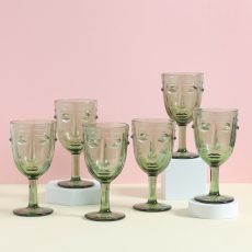 Set of 6 Deco Face Wine Glasses - Buy Online UK
