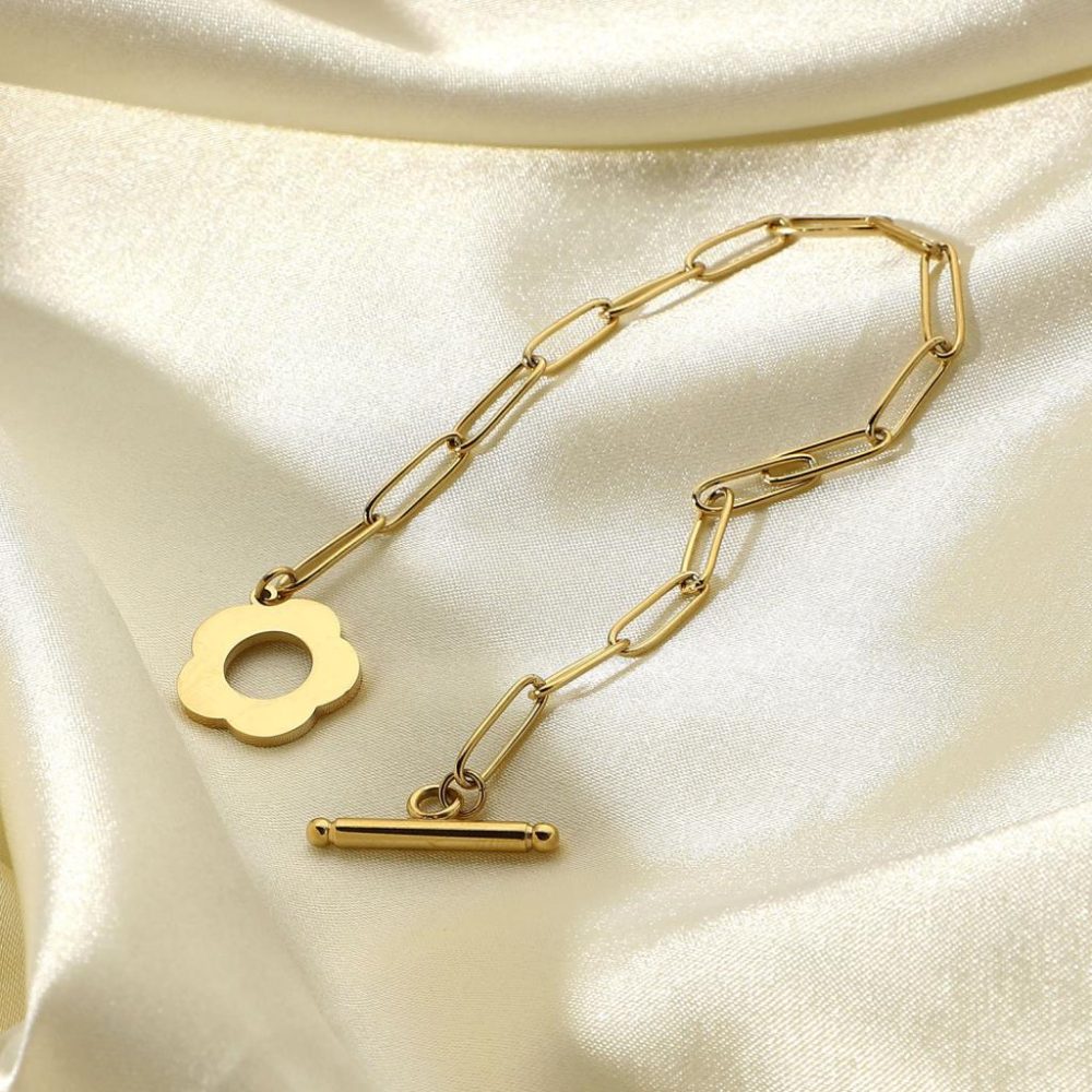 Gold Flower Hoop Bracelet - Buy Online With Free UK Delivery