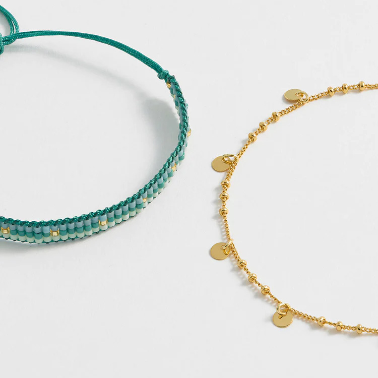 Duo Bracelets with Beads and Gold Charms - Buy online UK