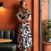 Swirly Print Midi Dress - Buy Online UK