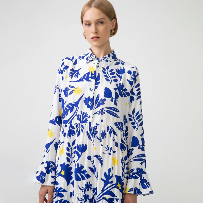 Blue & Yellow Floral Midi Dress - Purchase Online UK
