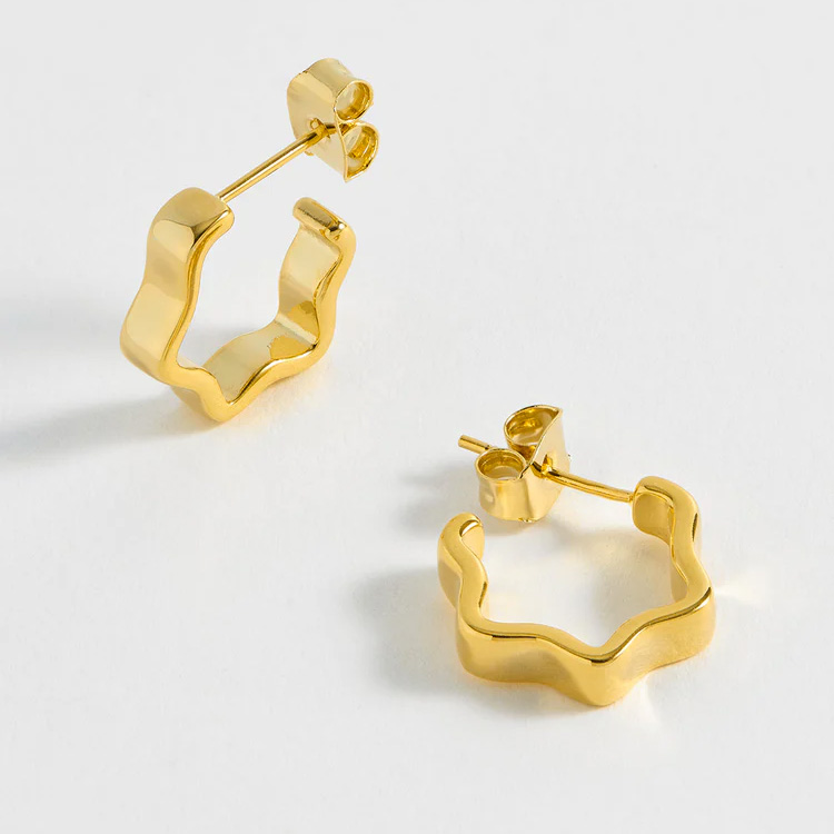 Mini Wave Hoop Earrings Gold Plated - Buy Online UK