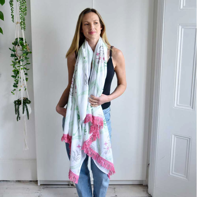 Pink Floral Palm Sarong/Scarf - Purchase Online UK