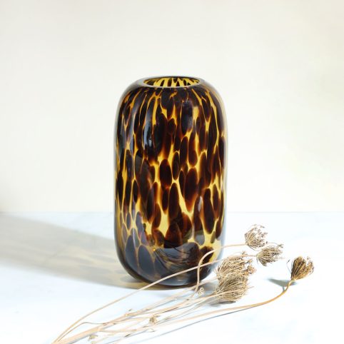 Tortoise Shell Glass Tall Vase - Buy Online UK