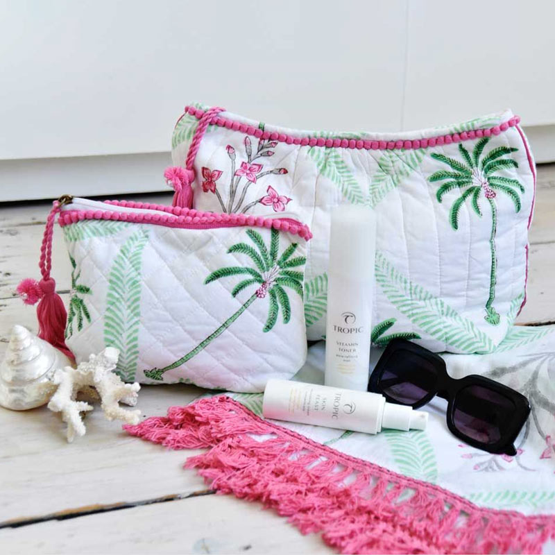 Floral Palm Print Makeup and Washbag. Buy Online UK