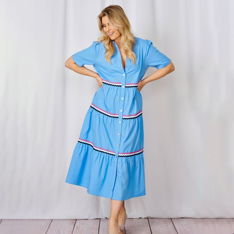 Rik-Rak Detail Cotton Dress - Buy Online With Free UK Delivery