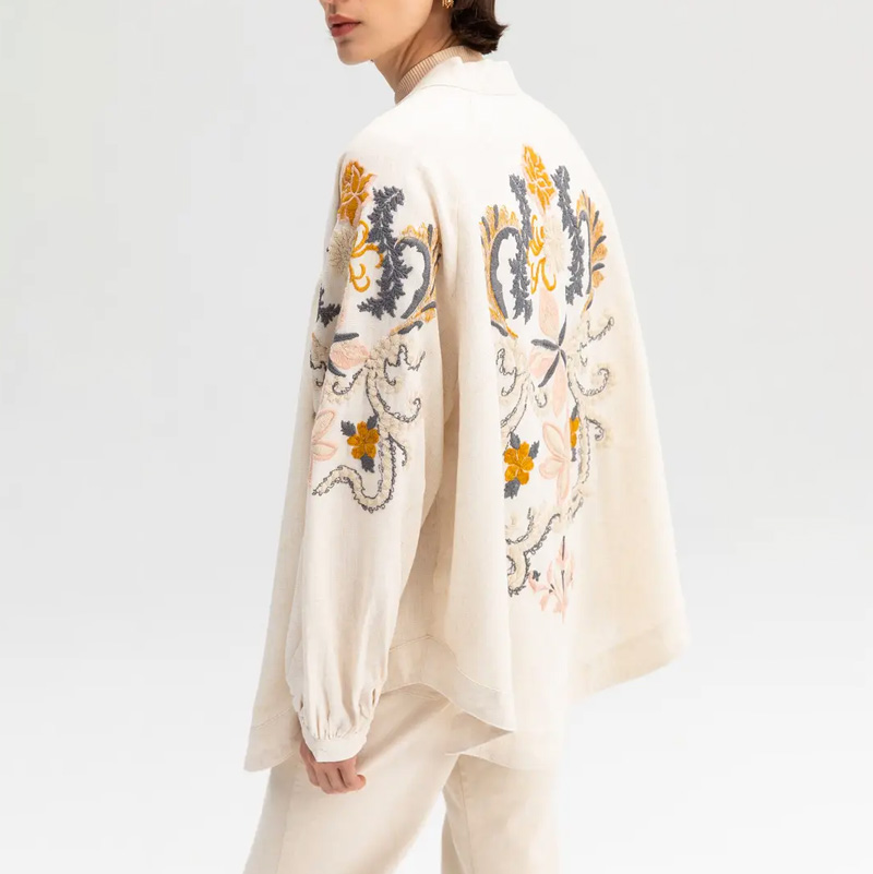 Embroidered Linen Blend Jacket - Purchase Online UK