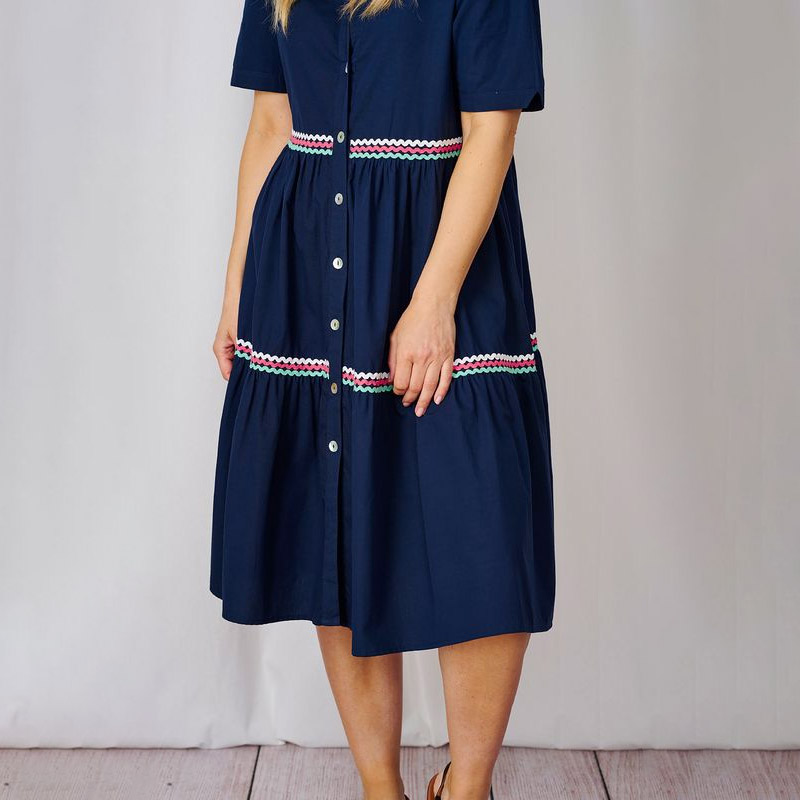 Luella Navy Rik-Rak Dress - Purchase Online UK