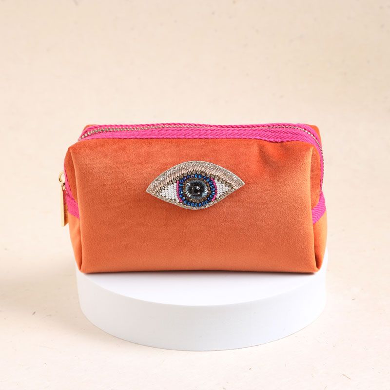 Soft Velvet Orange Pouch Eye Brooch - Buy Online UK