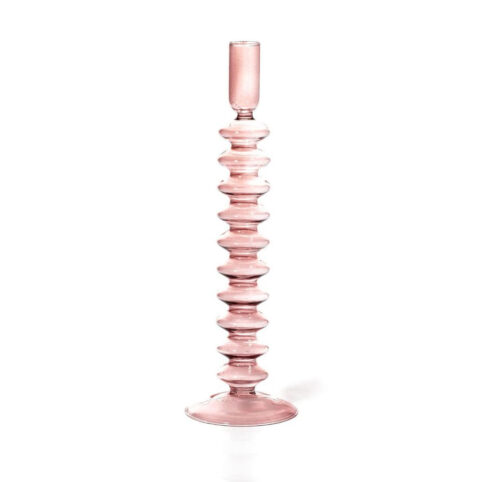 Maegen Pink Glass Candlestick Holder - Buy Online UK