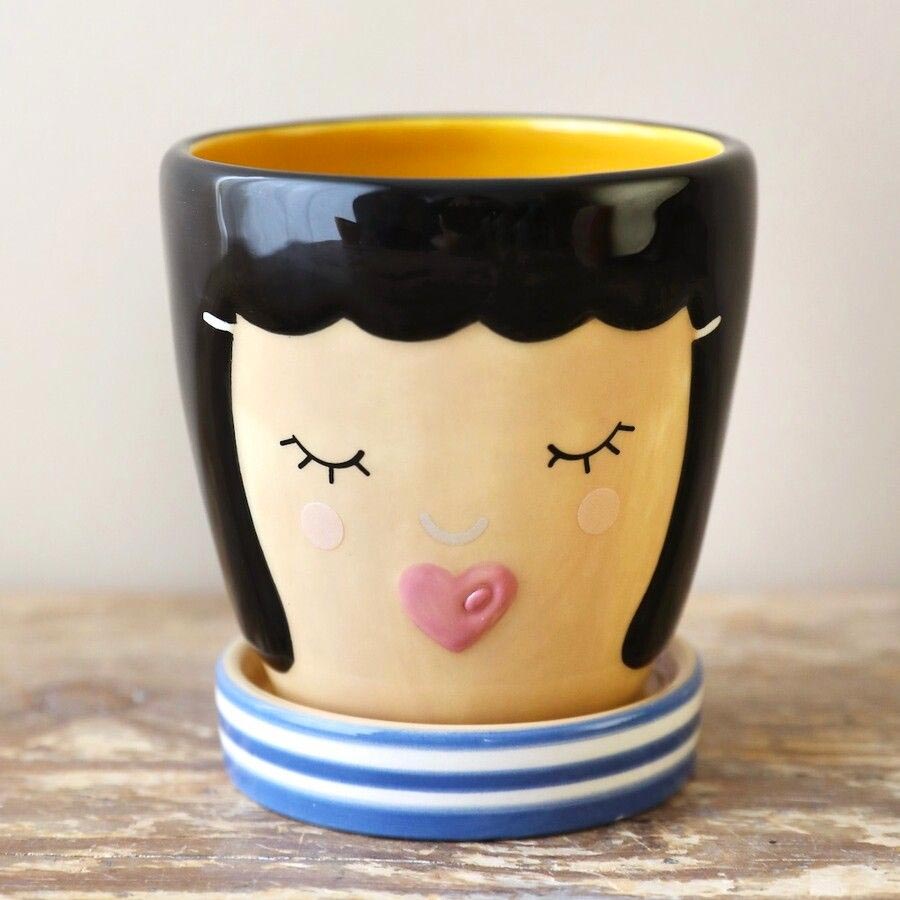 Cute Face Small Ceramic Plant Pot - Buy Online UK