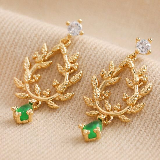 Gold Leaf Drop Earrings - Buy Online UK