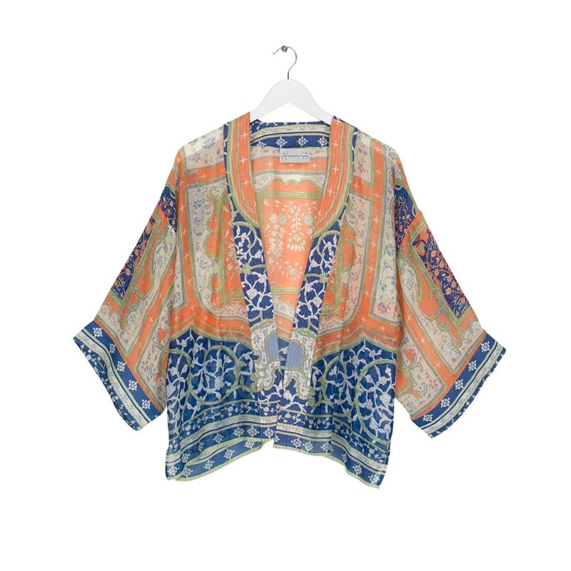 Indian Summer Kimono in Orange and Blue Colours - Buy Online UK