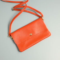 Leather Envelope Cross Body Bag Orange - Buy Online UK