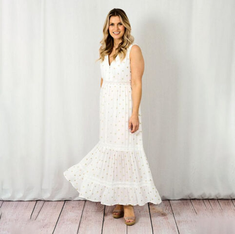 Embroidered Spot Maxi Dress - Buy Online UK