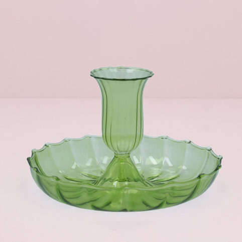 Green Glass Candlestick Holder Gisela Graham - Buy Online UK