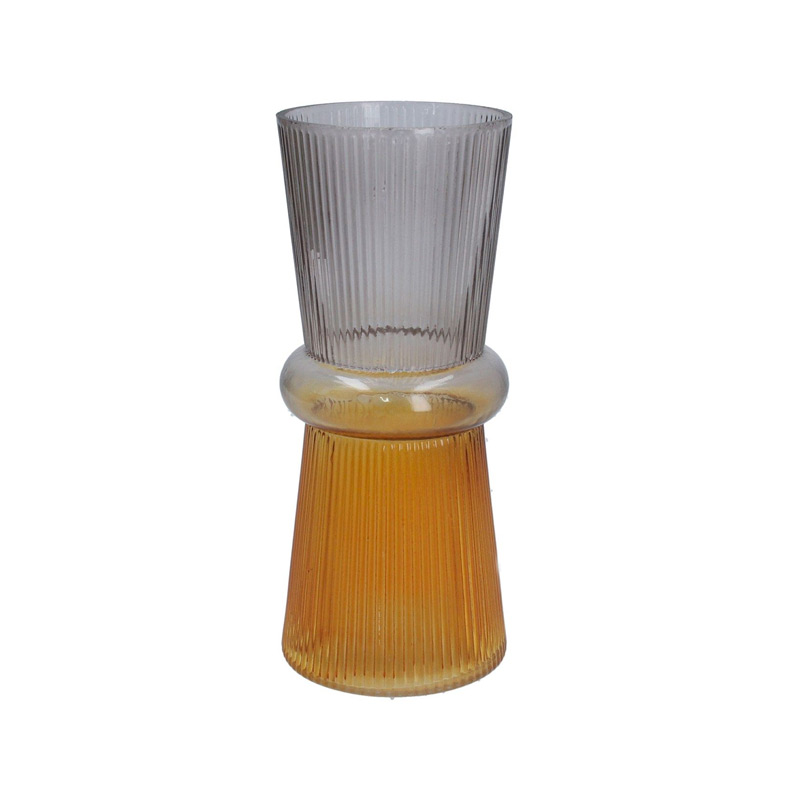 Grey and Amber Glass Textured Vase - Buy Online UK