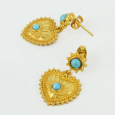 Gold & Turquoise Heart Earrings - Buy Online With Free UK Delivery
