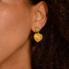 Gold & Turquoise Heart Earrings - For Sale Online UK