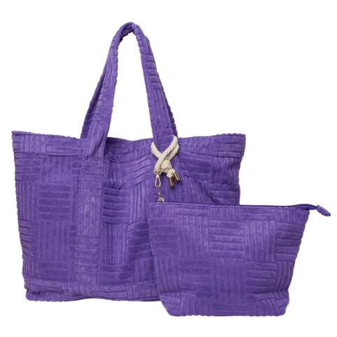 Purple Towelling Beach & Washbag Set Of 2 - Buy Online UK
