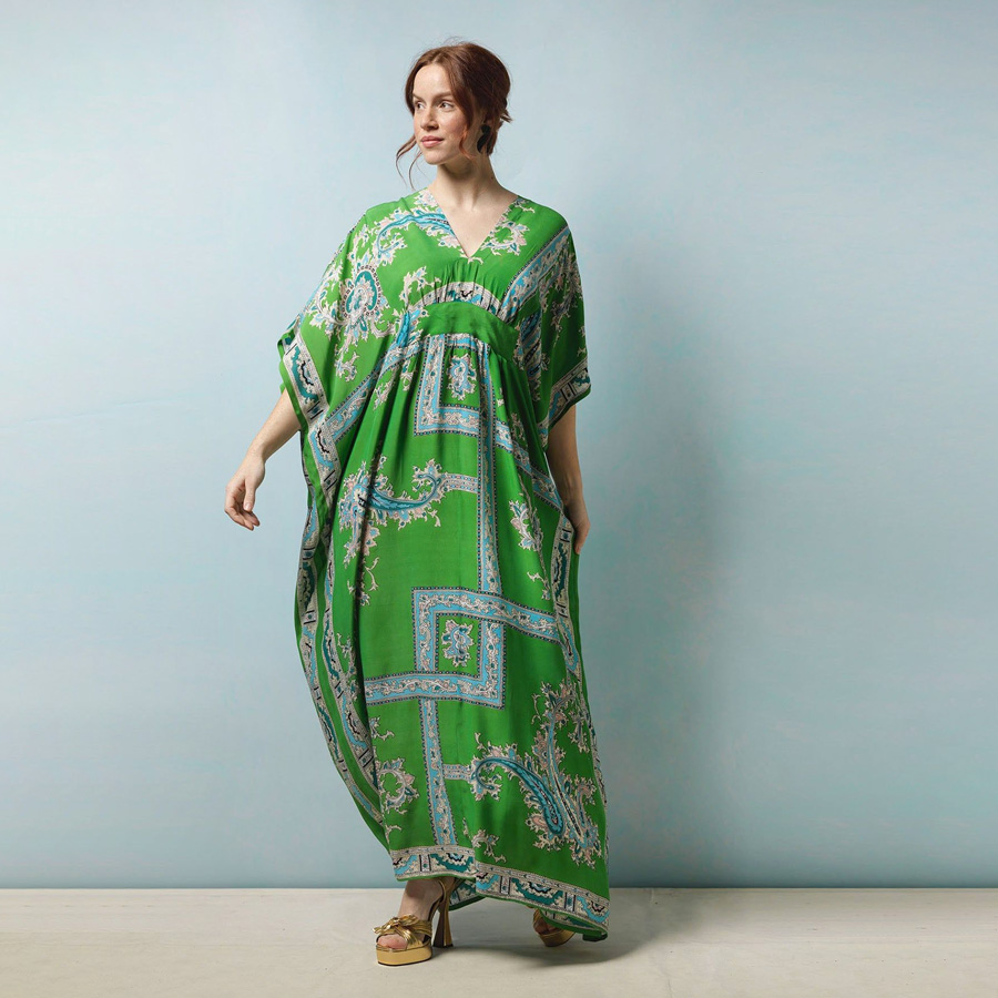Green Handkerchief Kaftan Dress - Buy Online With Free UK Delivery