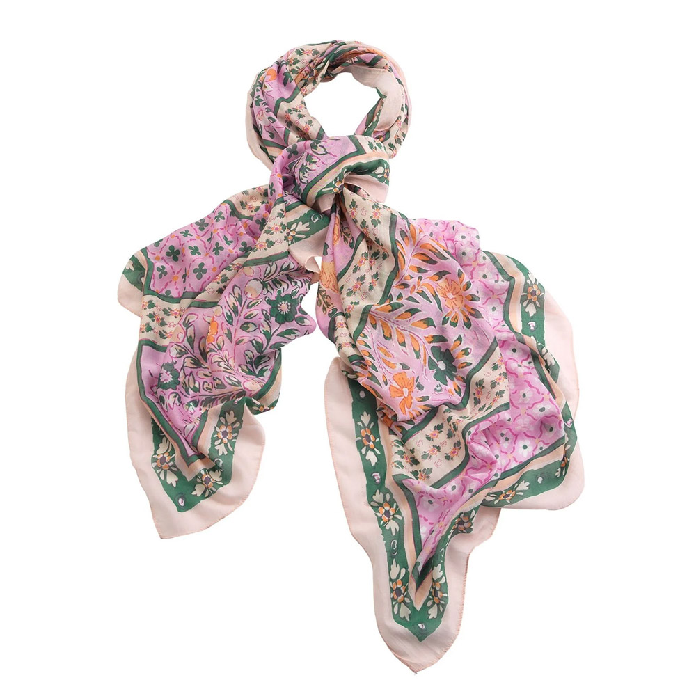 Long Pink Scarf with Floral Print - Buy Online UK