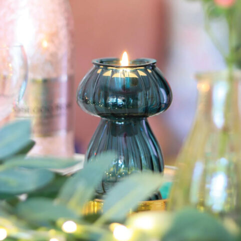 Green Glass Mushroom Candle Holder Can Be Used As A Dinner Candle Holder, Tealight and Bud Vase - From Source Lifestyle