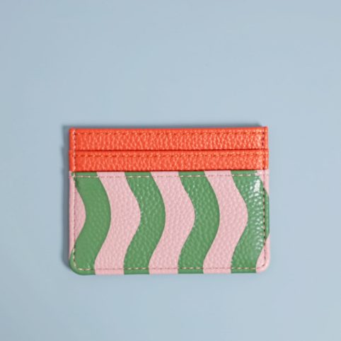 Faux Leather Cardholder made of wavy stripes