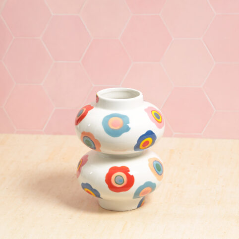 Hand Painted Vase With Abstract Flower Design - From Source Lifestyle