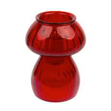 The Red Mushroom Candle Holder In Glass Can Be Used As A Tealight Holder & Bud Vase too - By Source Lifestyle