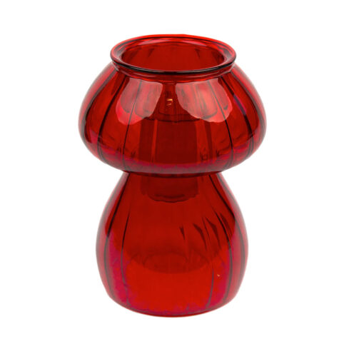 The Red Mushroom Candle Holder In Glass Can Be Used As A Tealight Holder & Bud Vase too - By Source Lifestyle