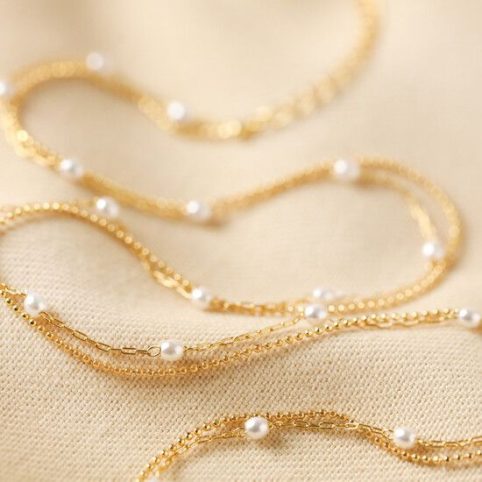 Double Layered Seed Pearl Necklace With Faux Pearls - From Source Lifestyle