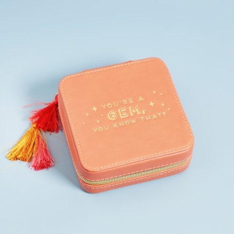 Small Jewellery Box Printed With Quote You're A Gem