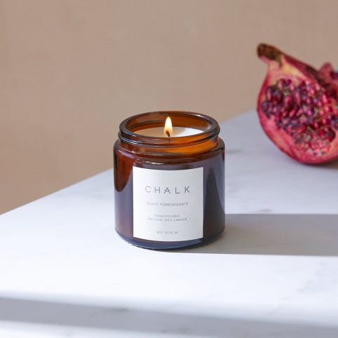 Black Pomegranate Scented Candle In Amber Glass Jar - From Source Lifestyle