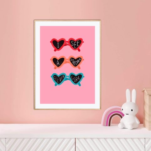 Kids Sunglasses Framed Print With I See A Strong Clever Girl - From Source Lifestyle