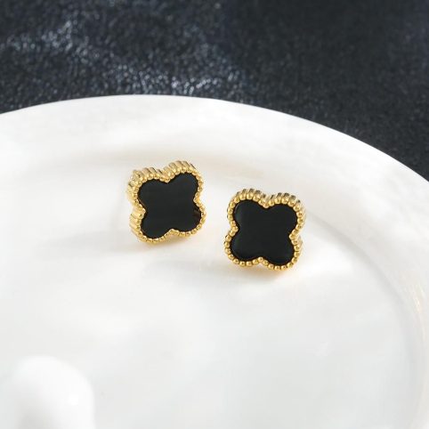 Shaped Black Clover Stud Earrings - From Source Lifestyle